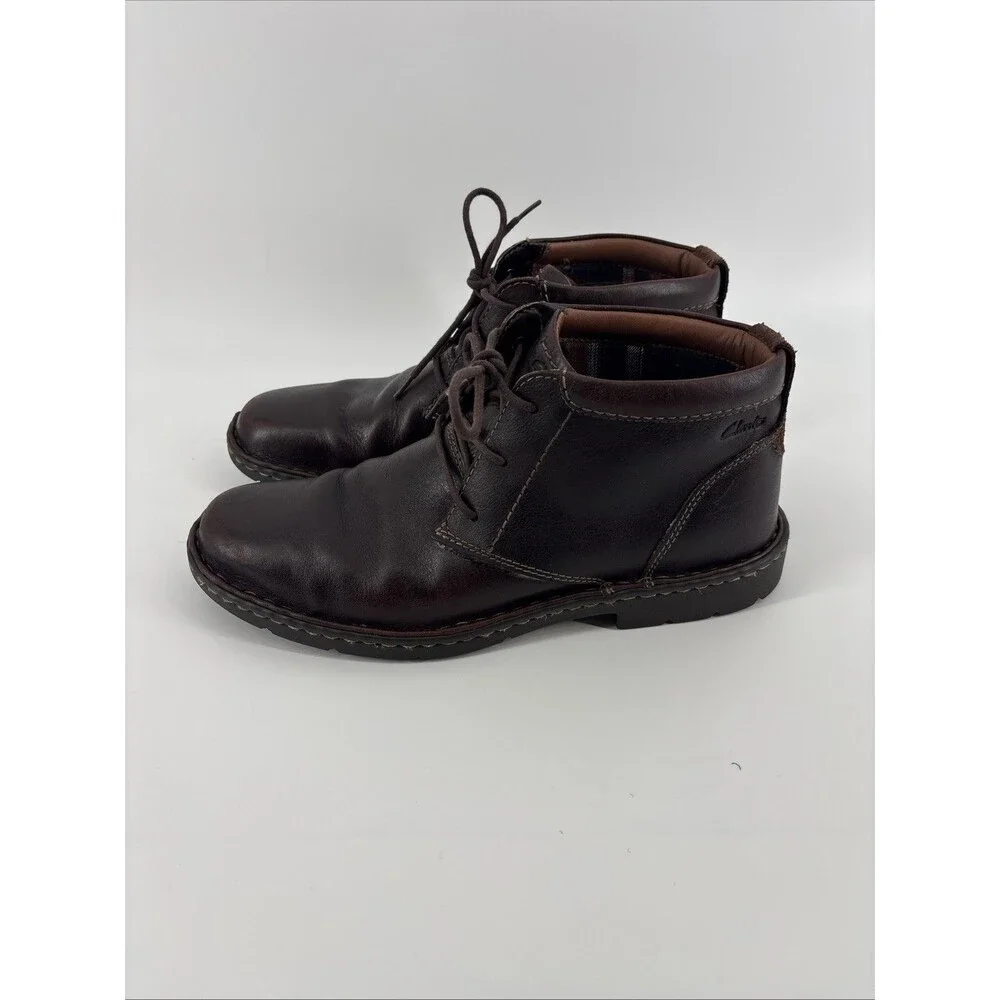 Clarks Stratton Limit Chukka Ankle Boots Lace Up Brown Leather Men Size 10.5￼M